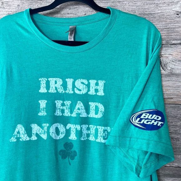 Bud Light Budweiser “Irish I Had Another” St. Patrick’s Day Super Soft T Shirt - Picture 3 of 5